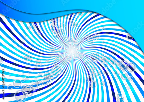 Abstract illustration of soap bubbles on a background with rays. Elements of purity and freshness for your design.