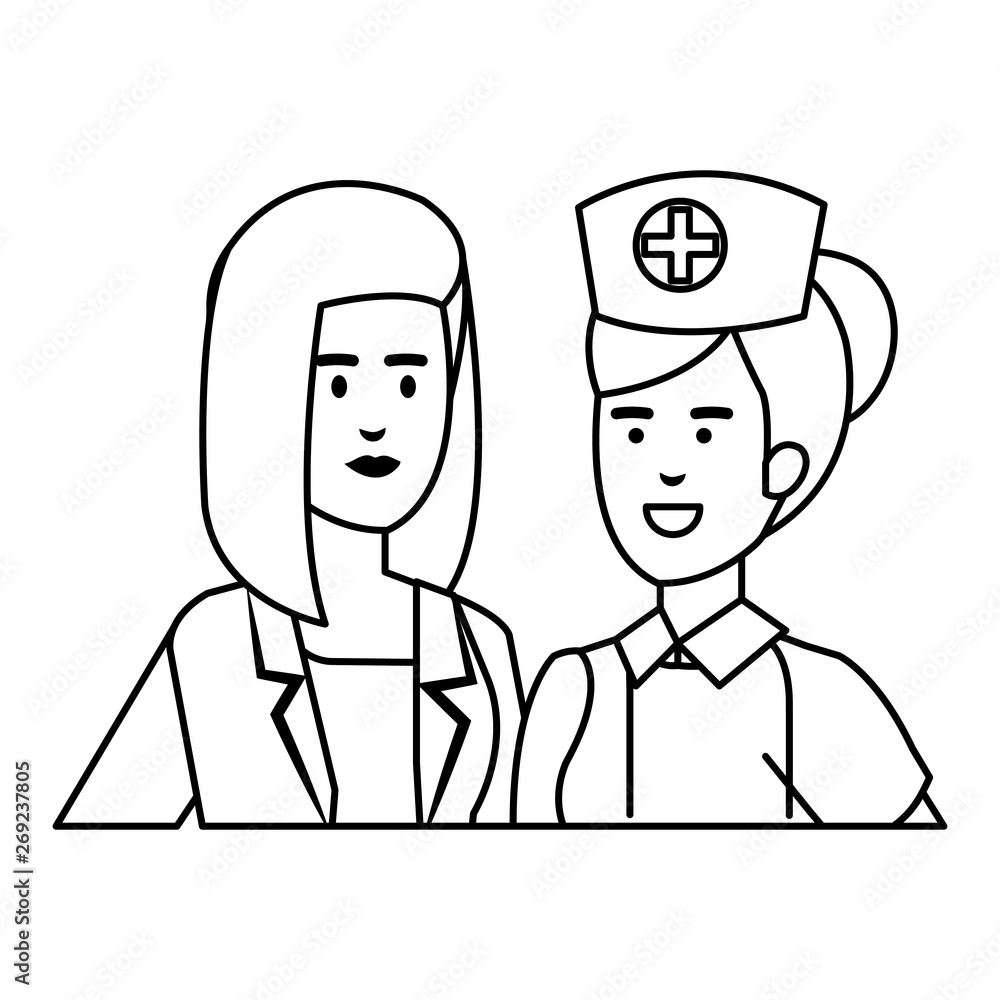 professionals female doctor and nurse characters professionals female doctor and nurse characters