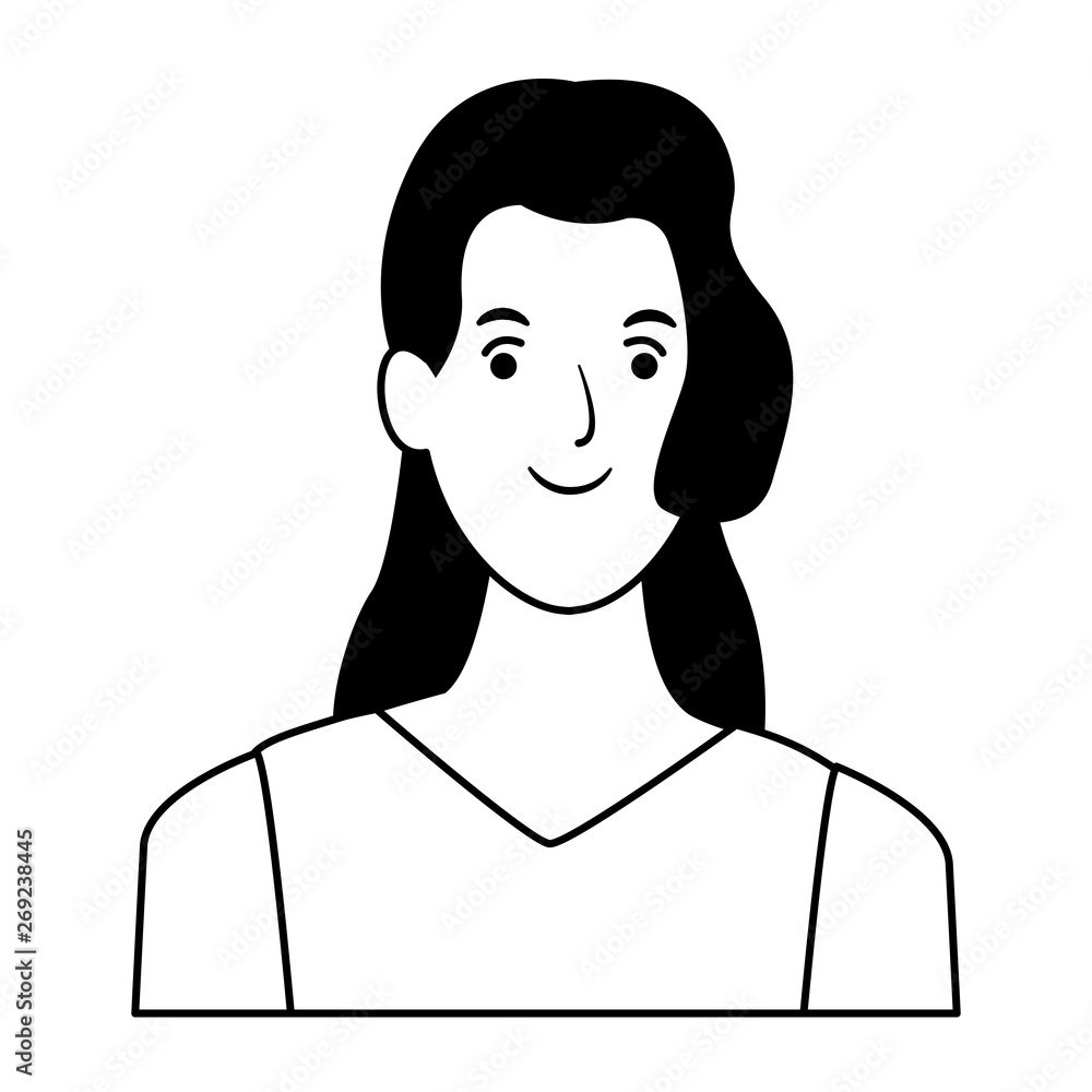 woman avatar cartoon character in black and white vector illustration woman avatar cartoon character in black and white vector illustration