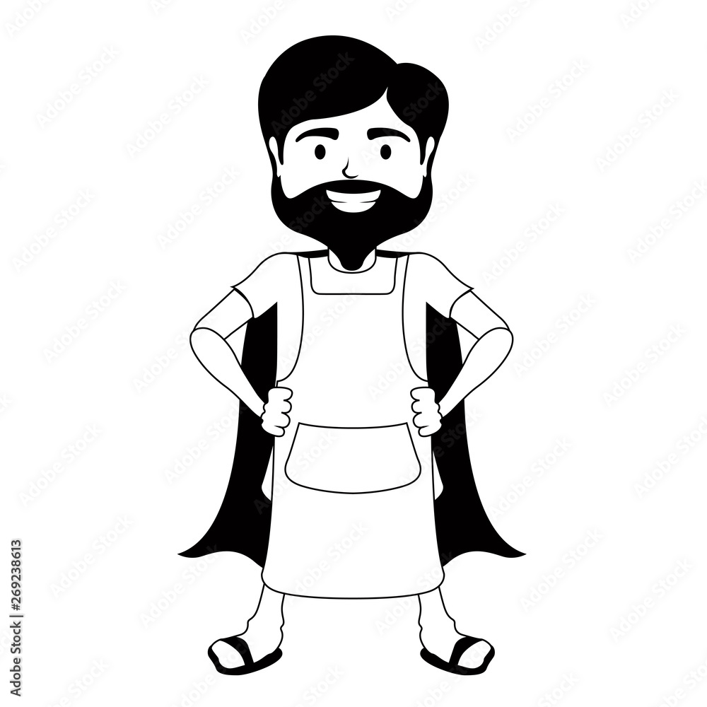 Obraz premium Monochrome super dad with an apron - Vector