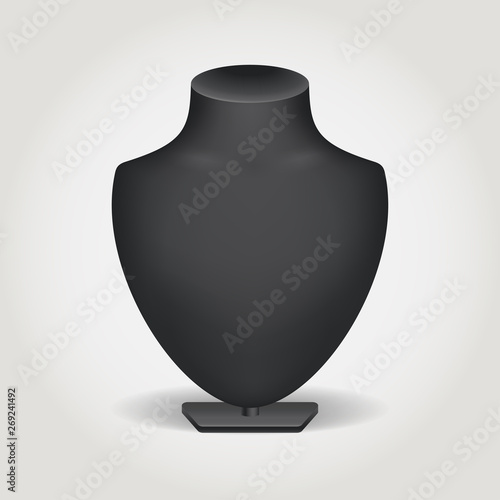 Jewelry bust. Black bust for necklaces. Realistic dummy for costume jewelry. Black stand for jewelry.