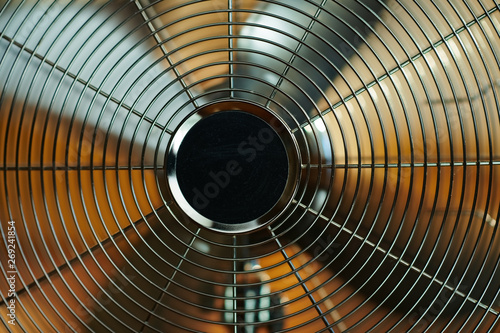 Closeup on electric metallic fan