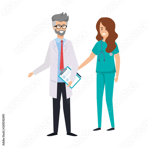 couple of professionals doctor and surgeon characters