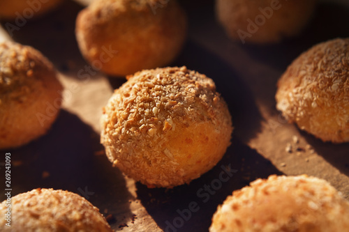 Wallpaper Mural Fresh delicious bun without yeast from cottage cheese dough. Bread for healthy nutrition of athletes for a special home recipe. Torontodigital.ca