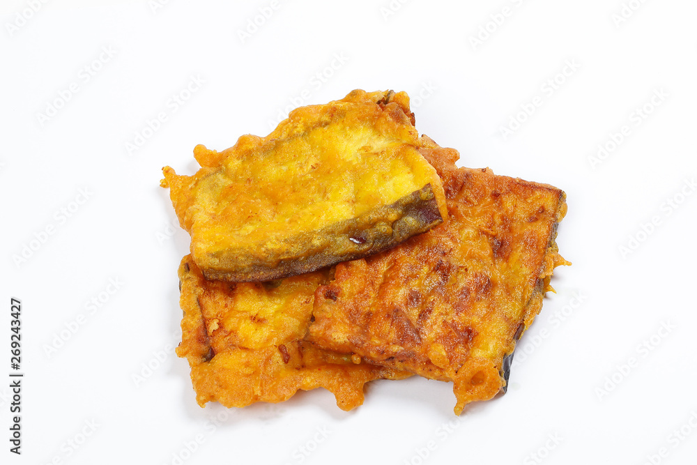 Beguni battered deep fried brinjal eggplant Beguni battered deep fried brinjal eggplant