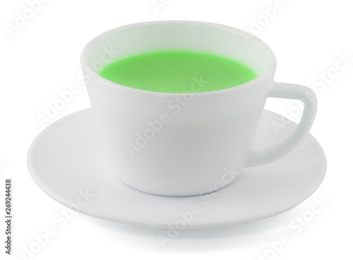A cup of matcha green tea  isolated on white background