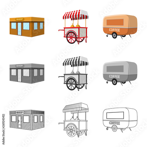 Vector illustration of marketing and tent sign. Collection of marketing and outdoor vector icon for stock.