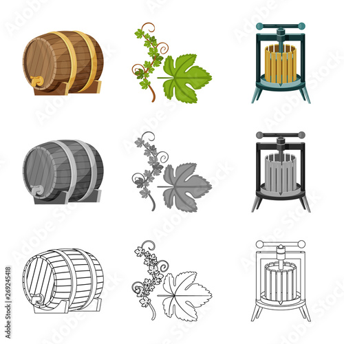 Vector illustration of farm and vineyard logo. Collection of farm and product stock vector illustration.