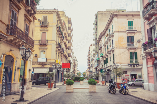 Empty streets of a beautiful cityside of Taranto with a breathtaking architecture. © nazarovsergey