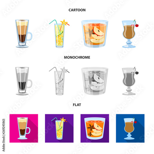 Isolated object of liquor and restaurant icon. Set of liquor and ingredient stock vector illustration.
