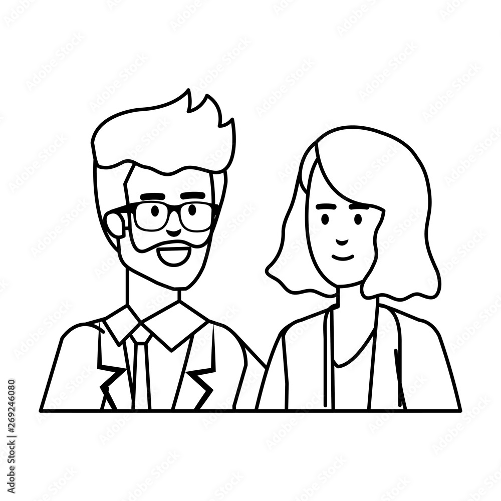 couple of professionals doctors avatars characters couple of professionals doctors avatars characters
