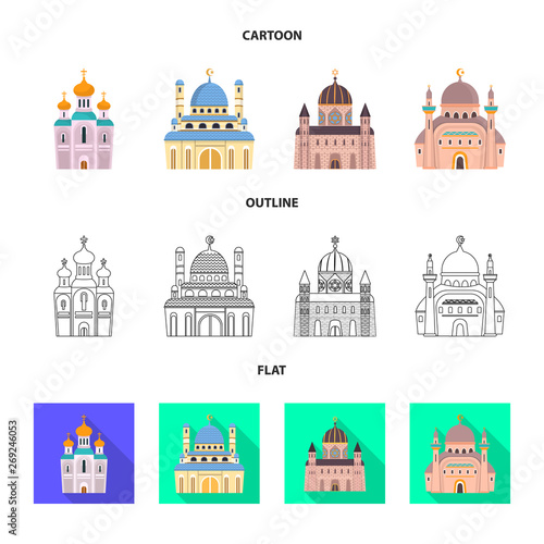 Vector design of cult and temple logo. Collection of cult and parish vector icon for stock.