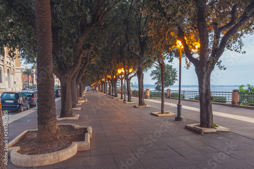 Empty streets of a beautiful seaside of Taranto with a breathtaking architecture.