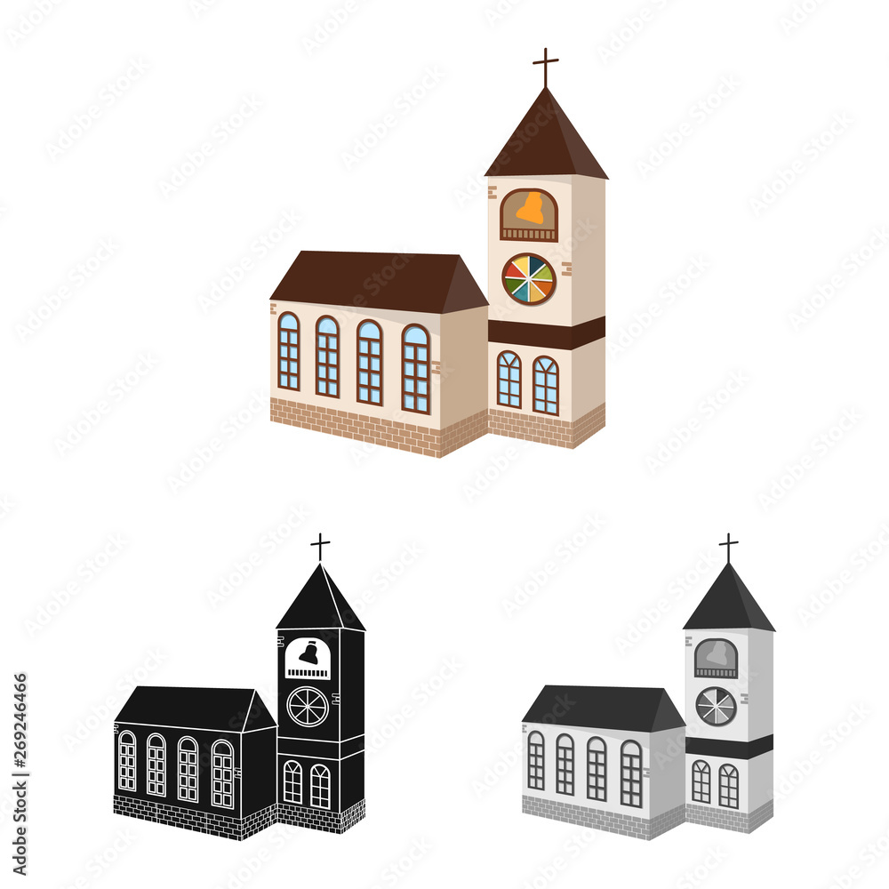 Vector illustration of church and catholic icon. Collection of church and religion vector icon for stock.