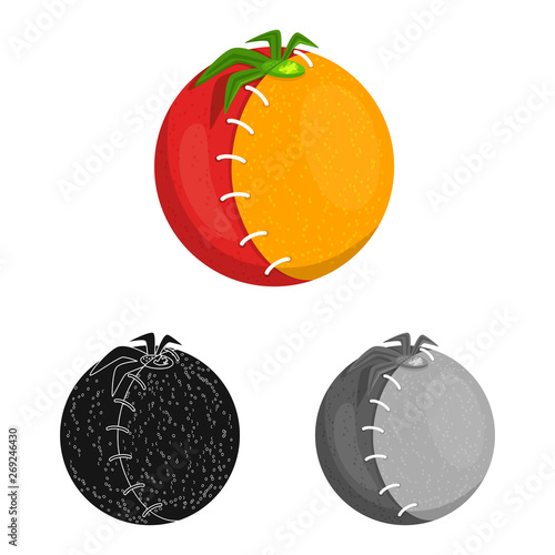 Isolated object of tomato and gmo logo. Collection of tomato and fruit stock vector illustration.