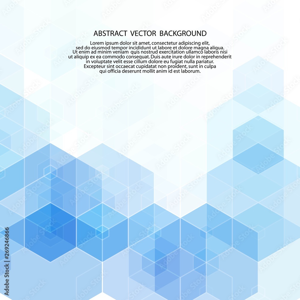 Fototapeta premium blue hexagons. layout for advertising. template for presentation. abstract illustration, vector image. geometric figures. polygonal style. mosaic. eps 10