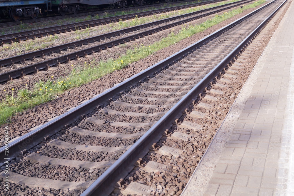 Fototapeta premium Railway track along the platform.