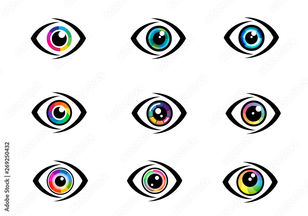 © mirsad - Eyes icon set- eye symbol. colorful flat woman eye sign vector © mirsad - Eyes icon set- eye symbol. colorful flat woman eye sign vector