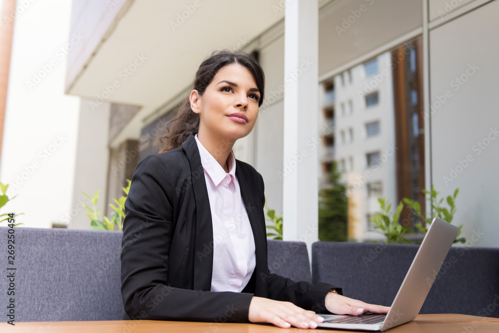 Productivity outside the office, young business woman Productivity outside the office, young business woman