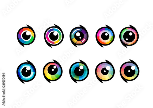 Eye icon - eye symbol. flat eye sign vector. colorful eye icons
