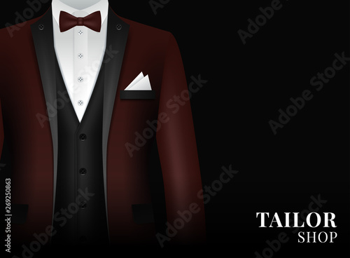 Vector illustration of Set of business card templates with suit and tuxedo