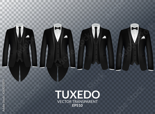 Tuxedo and bow. Stylish suit. Eps10 vector illustration. Isolated on transparent background