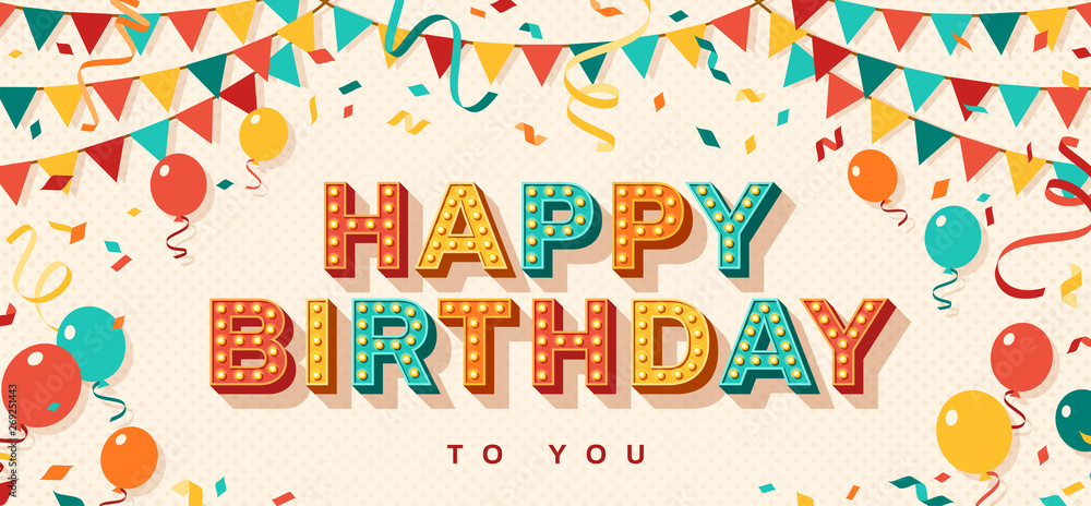 Happy Birthday greeting card Stock Vector | Adobe Stock