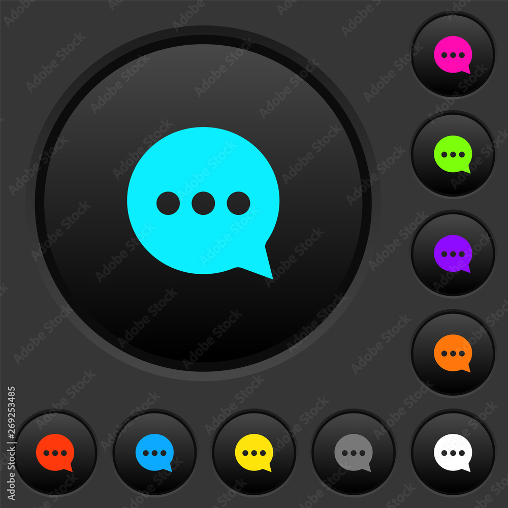 Fototapeta premium Working chat dark push buttons with color icons
