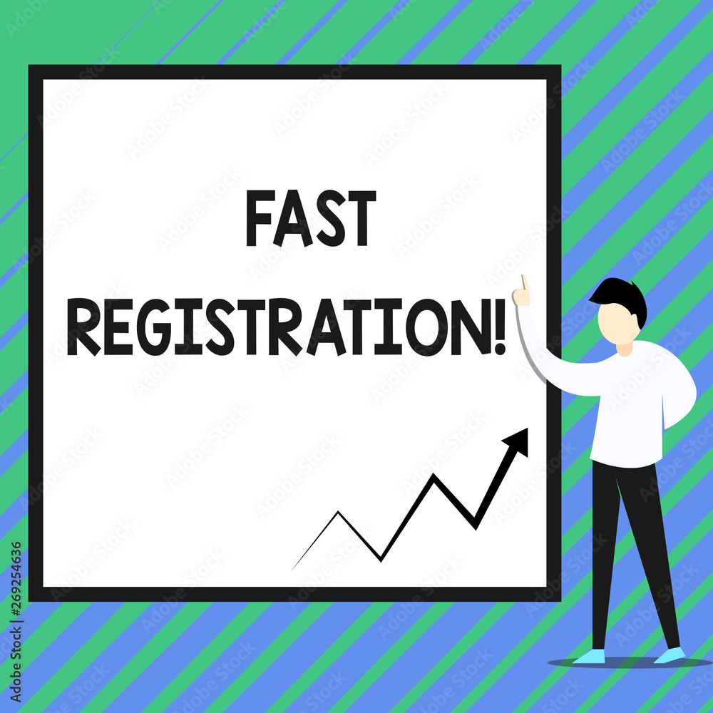 Conceptual hand writing showing Fast Registration. Concept meaning Quick method of entering certain information in a register Zigzag arrow line diagram chart present in board by lecturer