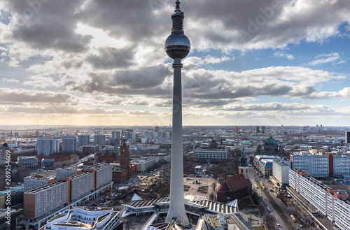 berlin cityscape buildings with the iconic tv tower