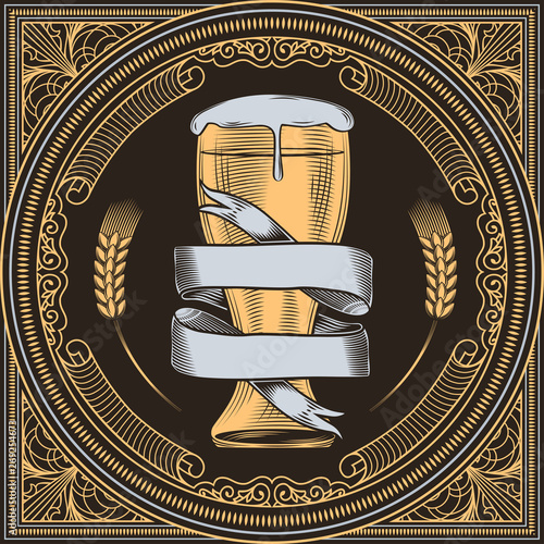 Glass of beer decorative design