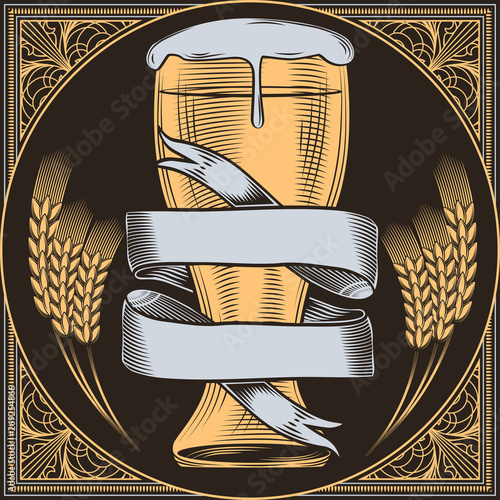 Glass of beer decorative design