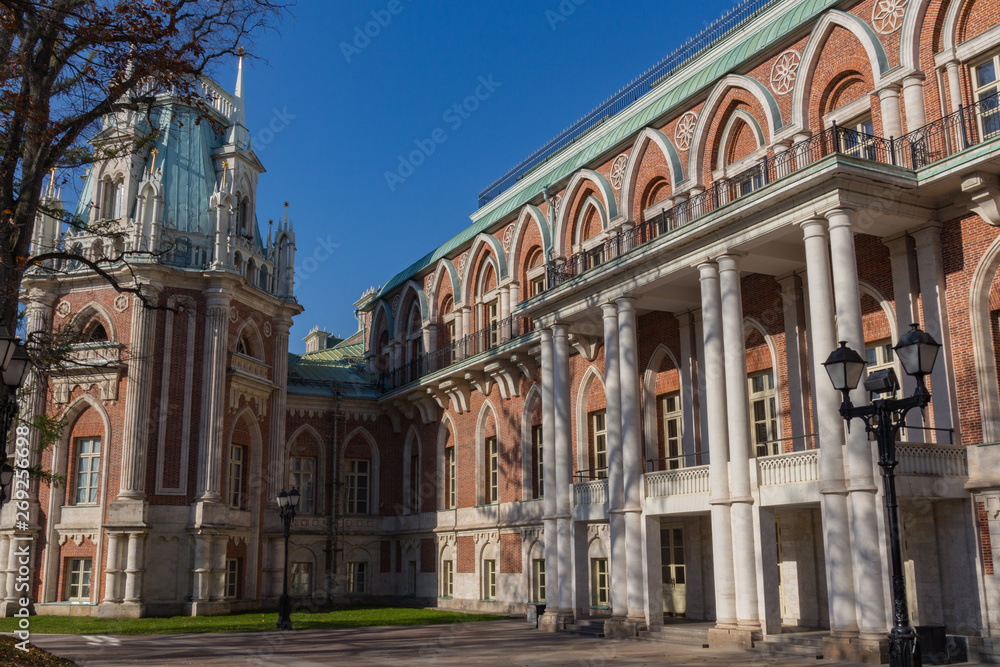Moscow, Russia - October 18, 2018: Great Tsaritsyno Palace in museum-reserve Tsaritsyno