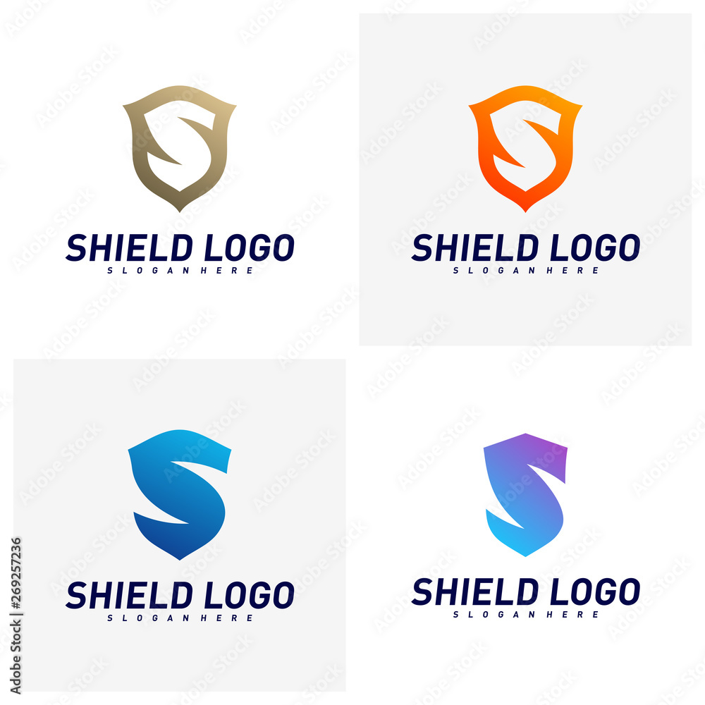 Set of Initial S Shield Logo Design Concepts. S Letter Shield Vector illustration Design. Icon Symbol
