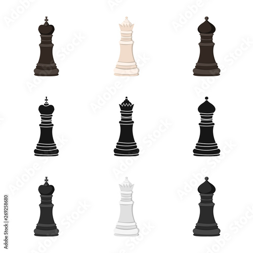 Vector illustration of checkmate and thin logo. Set of checkmate and target vector icon for stock.