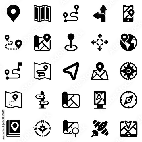 Map & Location Icon Set - 1 (Black Series)