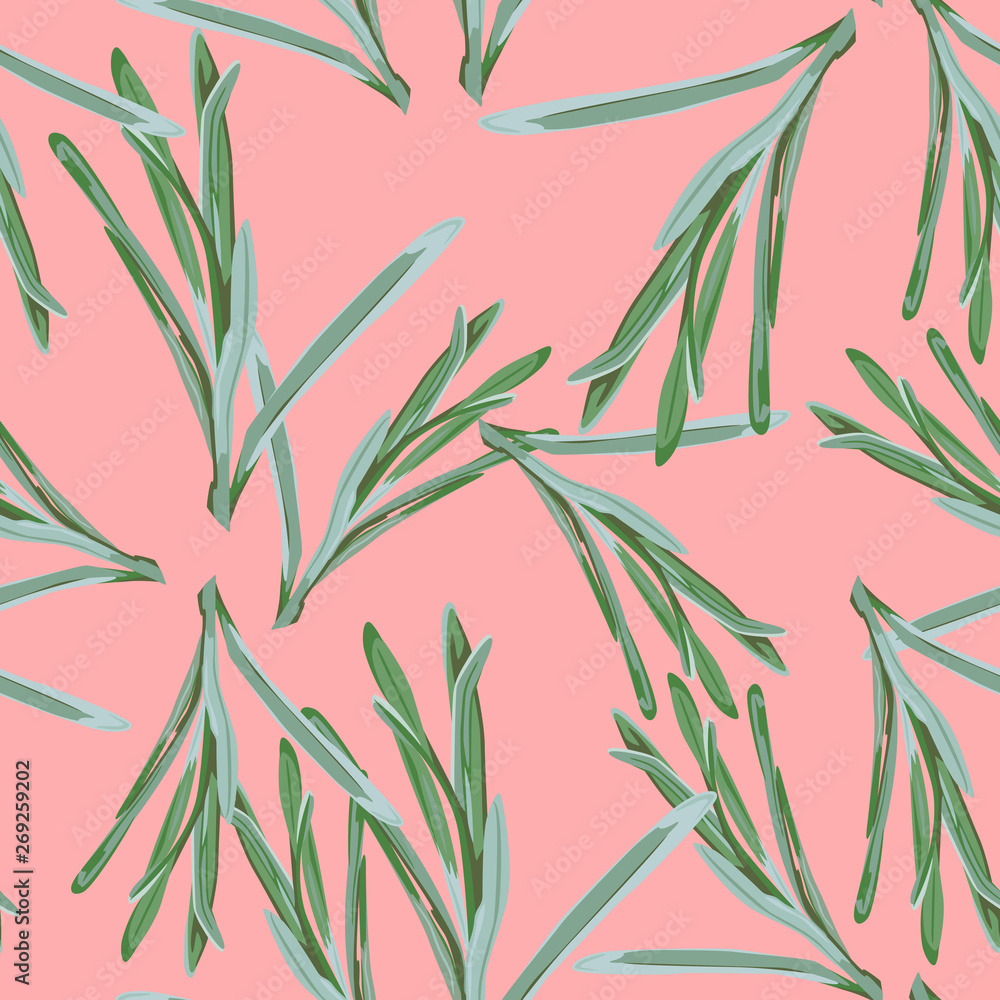 Fototapeta premium Seamless floral pattern grasses on the light pink background. Fabric texture. Wallpaper. 