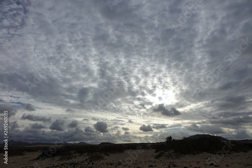 Beautiful sky over the natural park in Corralejo,Fuerteventura,Spain
