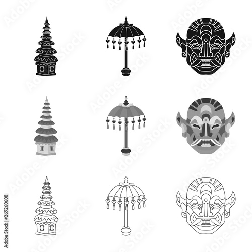 Vector illustration of  and travel logo. Collection of  and traditional vector icon for stock.
