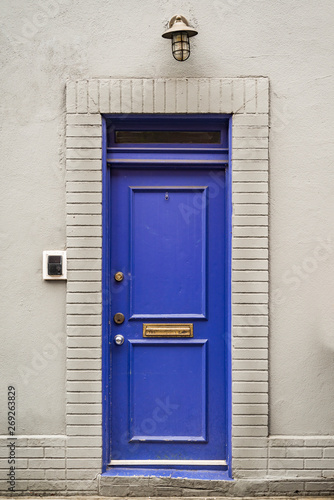 Beautiful entrance blue door, Manhattan New York, USA. © Enrico Della Pietra