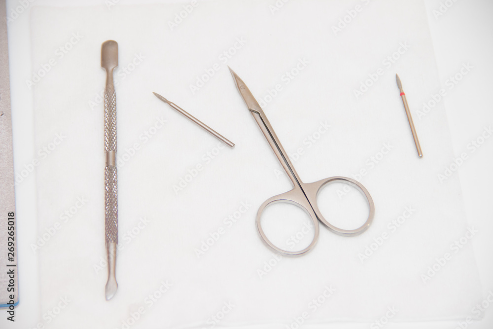 Items for manicure isolated on white background. Subjects master for professional manicure. Items for manicure isolated on white background. Subjects master for professional manicure.