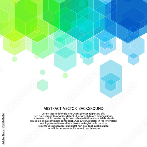 Vector Abstract geometric background. Template brochure design. Blue hexagon shape. eps 10