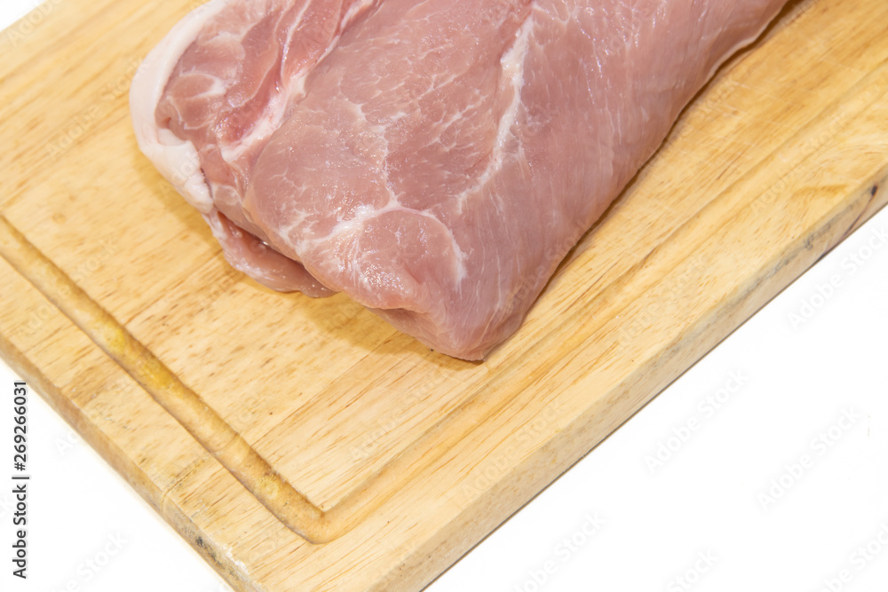 Pork chop isolated on white background. Meat on a white background. Raw meat .