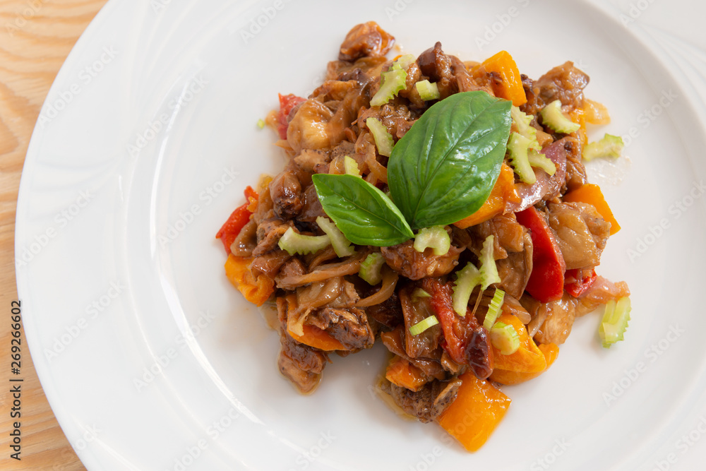 vegetable caponata grown on the island of Panarea in Sicily vegetable caponata grown on the island of Panarea in Sicily