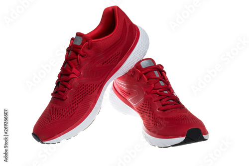 Obraz na plátně A pair of red running sport men training shoes