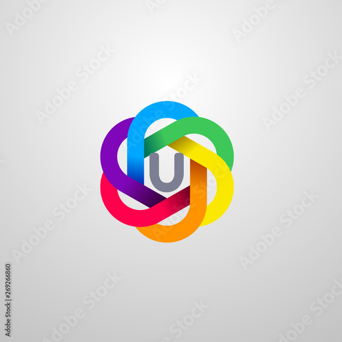 U Letter alphabet logo template