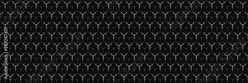 Black and White Geometric Seamless Pattern with Polygons. Abstract Monochrome Grid with Hexagon. Graphic Style for Print. 3D Illustration
