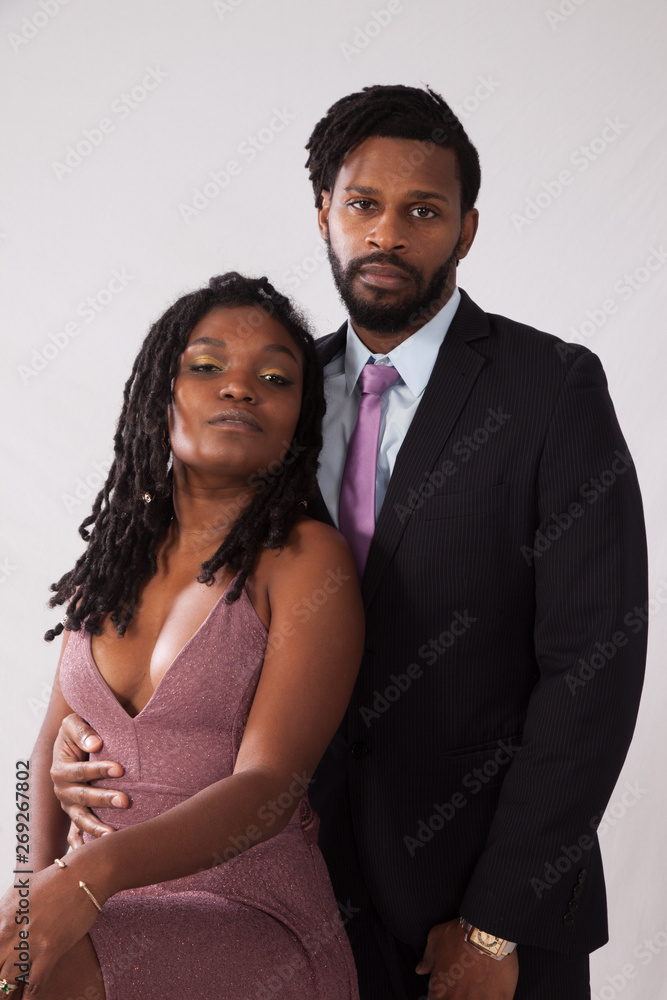 Man and woman romantic together and looking thoughtful Man and woman romantic together and looking thoughtful