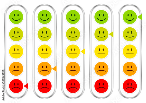 5 Gesichter Abstimmung Pfeile Vertikal Silber