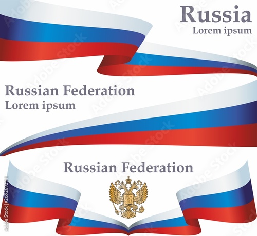 Flag of Russia, Russian Federation. Russian flag. June 12, Russia Day. Template for award design, an official document with the flag of Russia. Bright, colorful vector illustration.